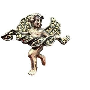 Judith Jack 925 Sterling Silver Angle Pin Brooch